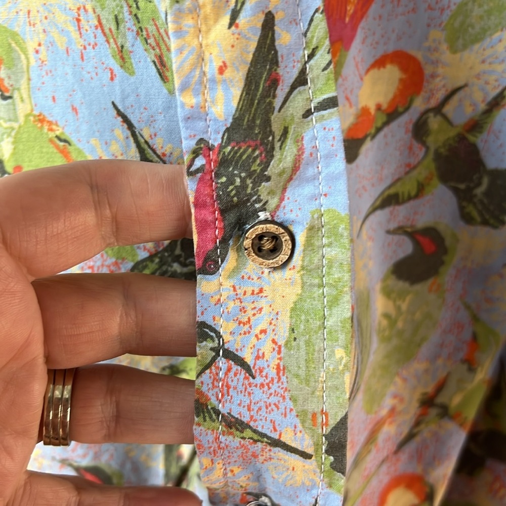 Tailor Vintage Multicolor Tropical Print Casual Button Down Shirt - Picture 4 of 9